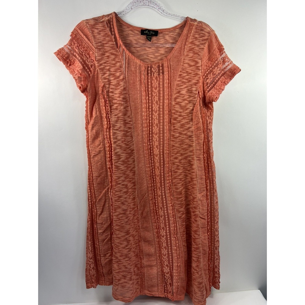 Melissa Paige Dress Women's Petite PM Orange Stretch Embellished Full Slip Liner